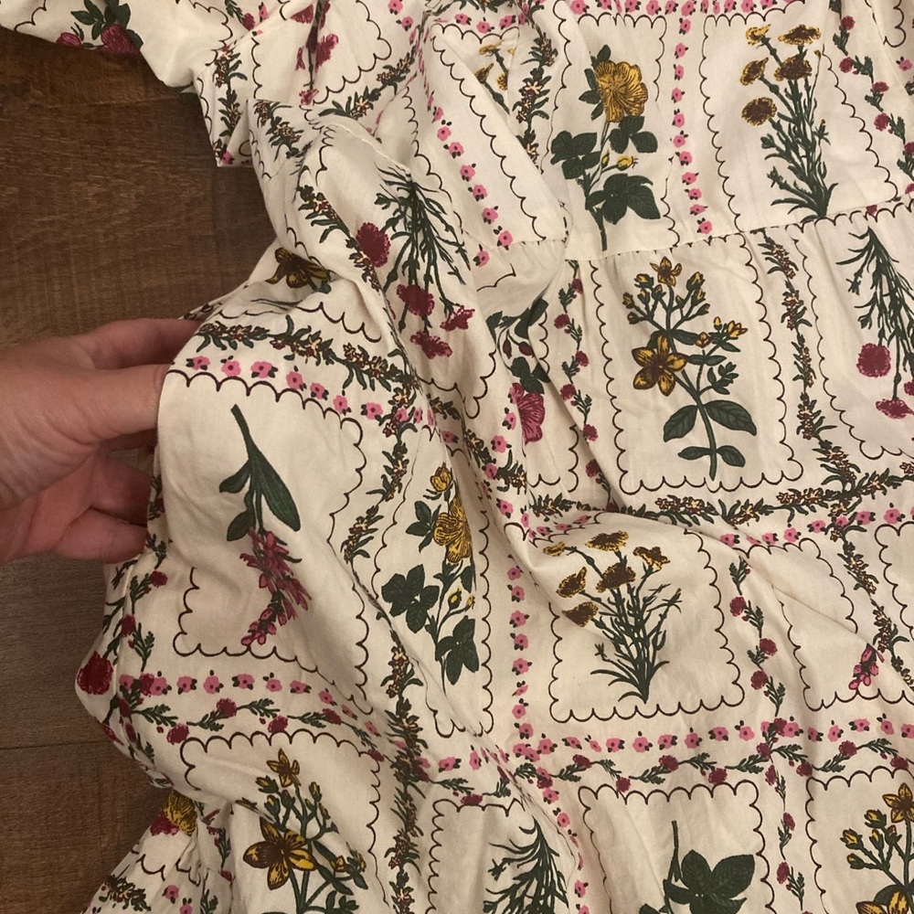 LEA Floral Tiered Maxi Dress Flower Seed Packet Smocked NWOT Puff Sleeve Plus 1X - Picture 8 of 13